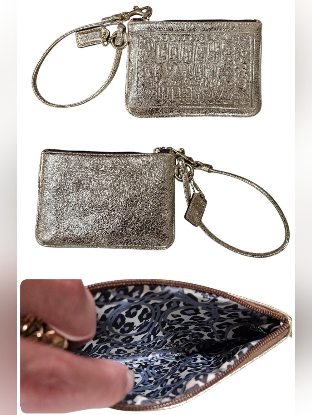 Coach Poppy "STAR" Spotlight Metallic Shoulder Bag w/matching Wristlet & Scarf - Picture 12 of 16